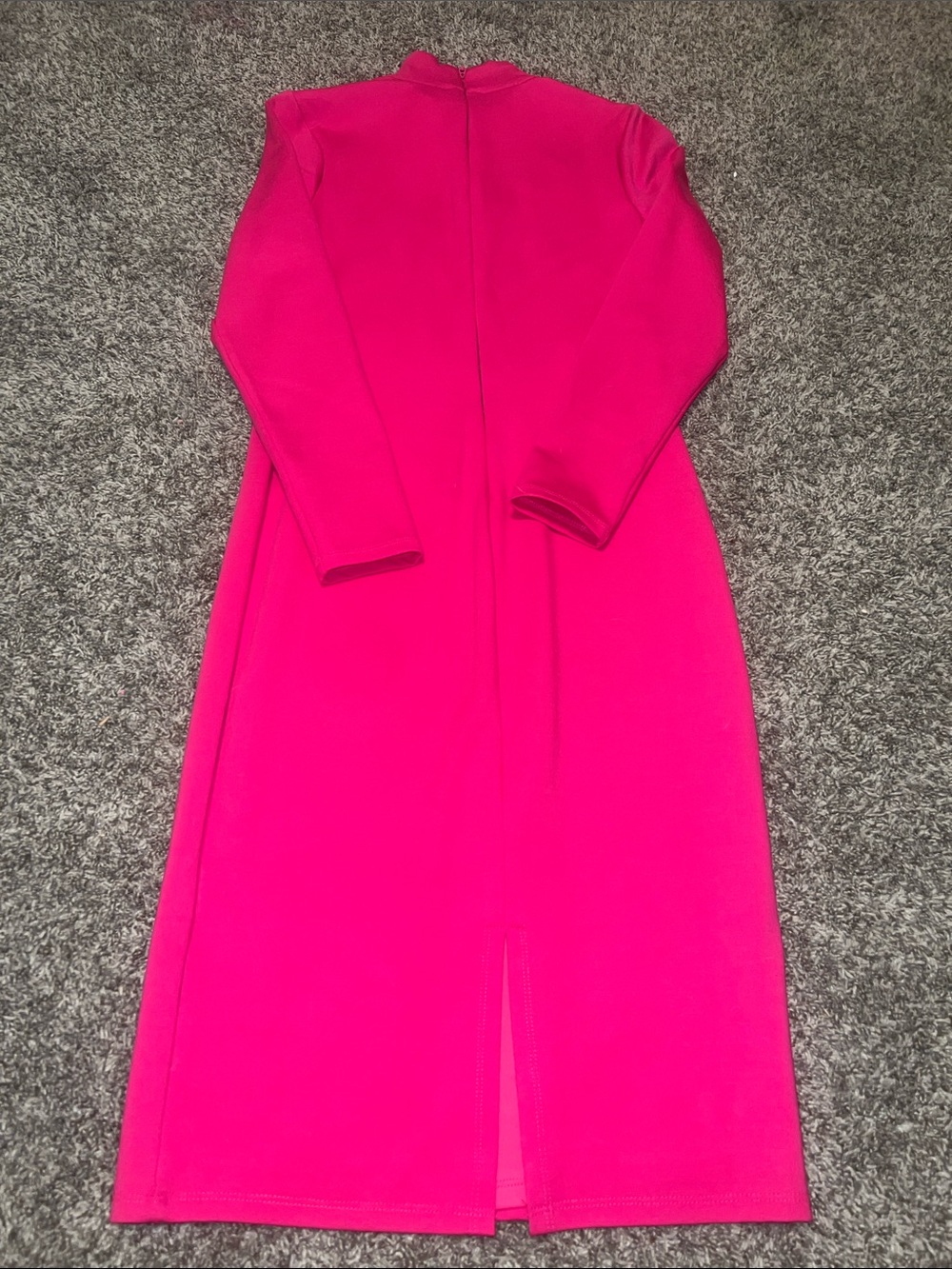 Bebe Hot Pink Long Sleeve Bodycon Dress with Chain Detail - Picture 4 of 5